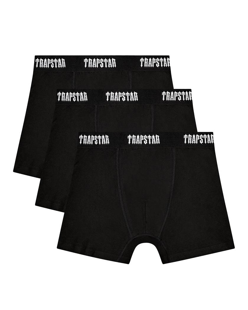 Trapstar 3 Pack Boxer Short Black with Black Waistband | TS-65182