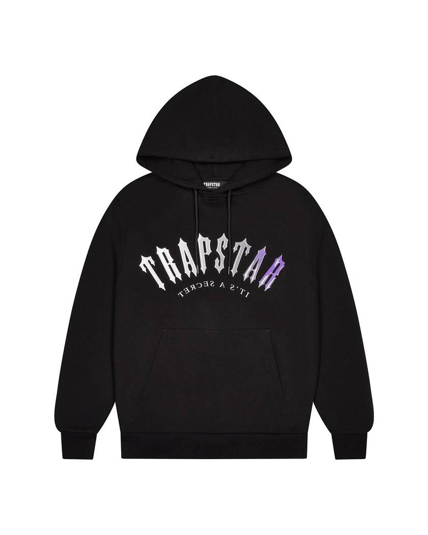 Trapstar Decoded Hooded Gel Tracksuit Black | TS-65381