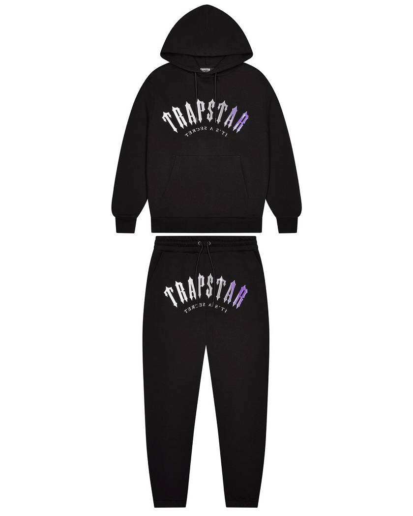 Trapstar Decoded Hooded Gel Tracksuit Black | TS-65381