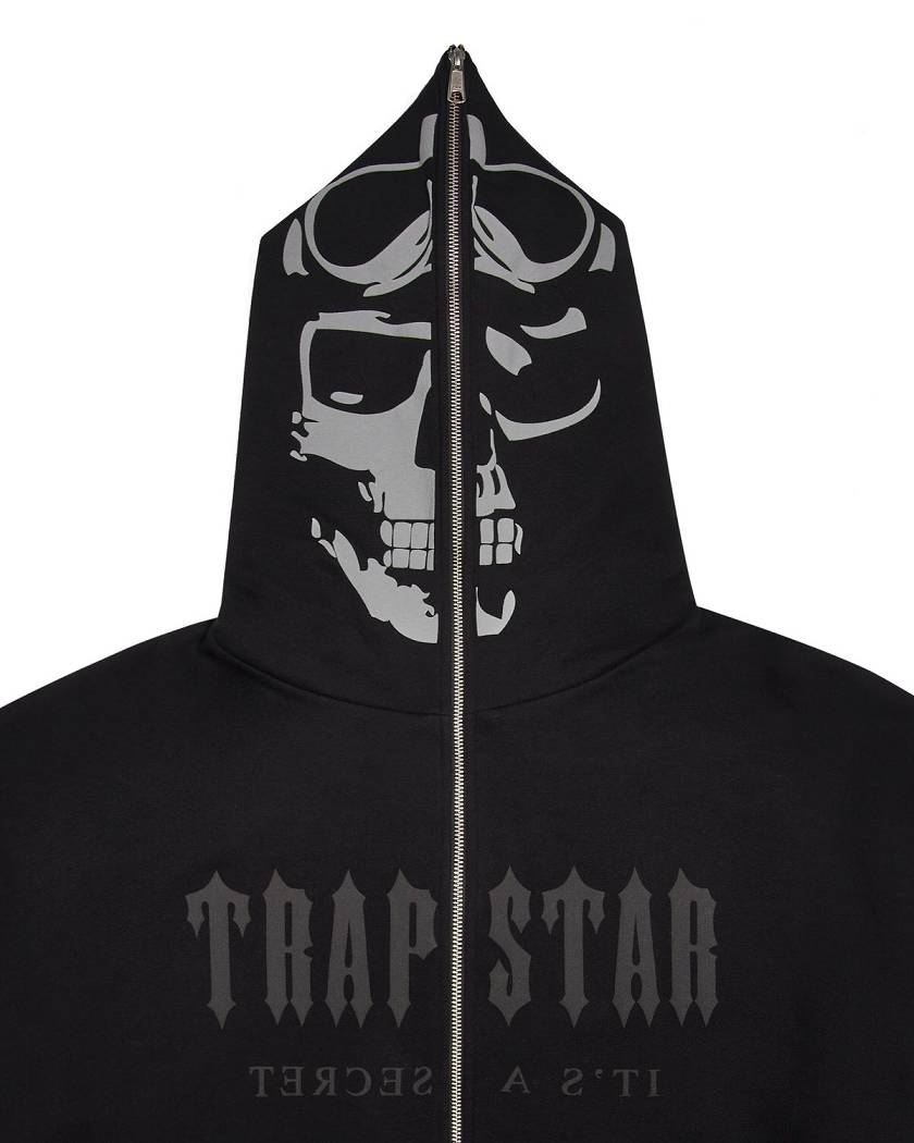 Trapstar Decoded Skull Rider Hoodie Black | TS-65341