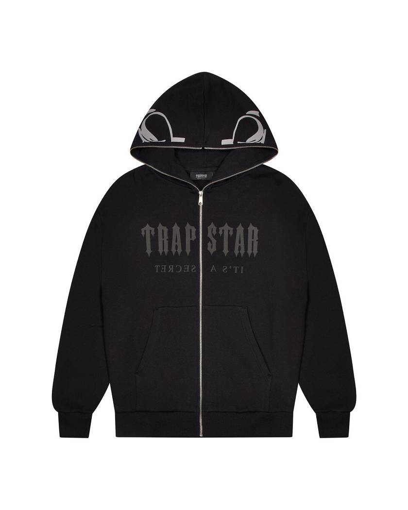 Trapstar Decoded Skull Rider Hoodie Black | TS-65341