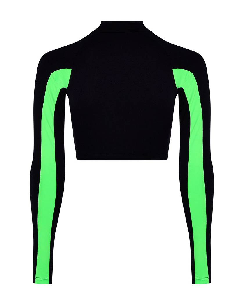 Trapstar Decoded Zip LS Top Black/Green | TS-65114