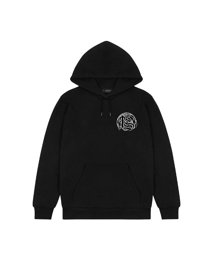 Trapstar Global Takeover Print Hoodie Black | TS-65352