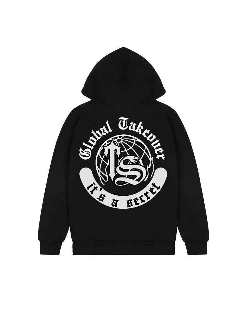 Trapstar Global Takeover Print Hoodie Black | TS-65352