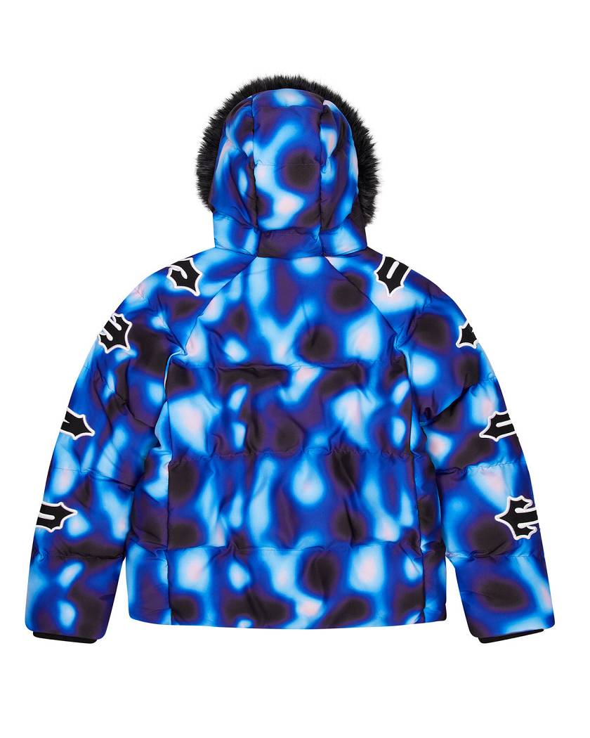 Trapstar Hooded Irongate Sleeve Puffer Black/Blue | TS-65439