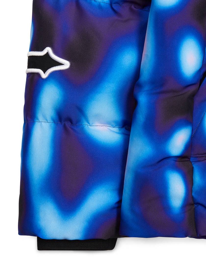 Trapstar Hooded Irongate Sleeve Puffer Black/Blue | TS-65439
