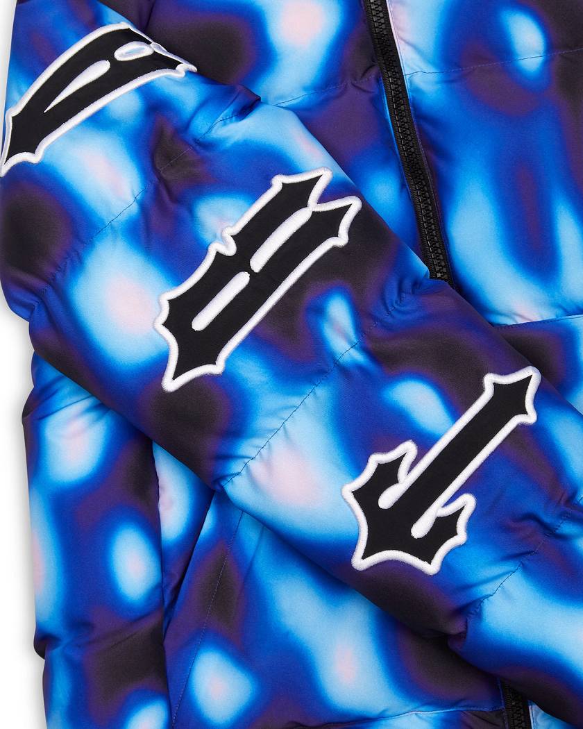Trapstar Hooded Irongate Sleeve Puffer Black/Blue | TS-65439