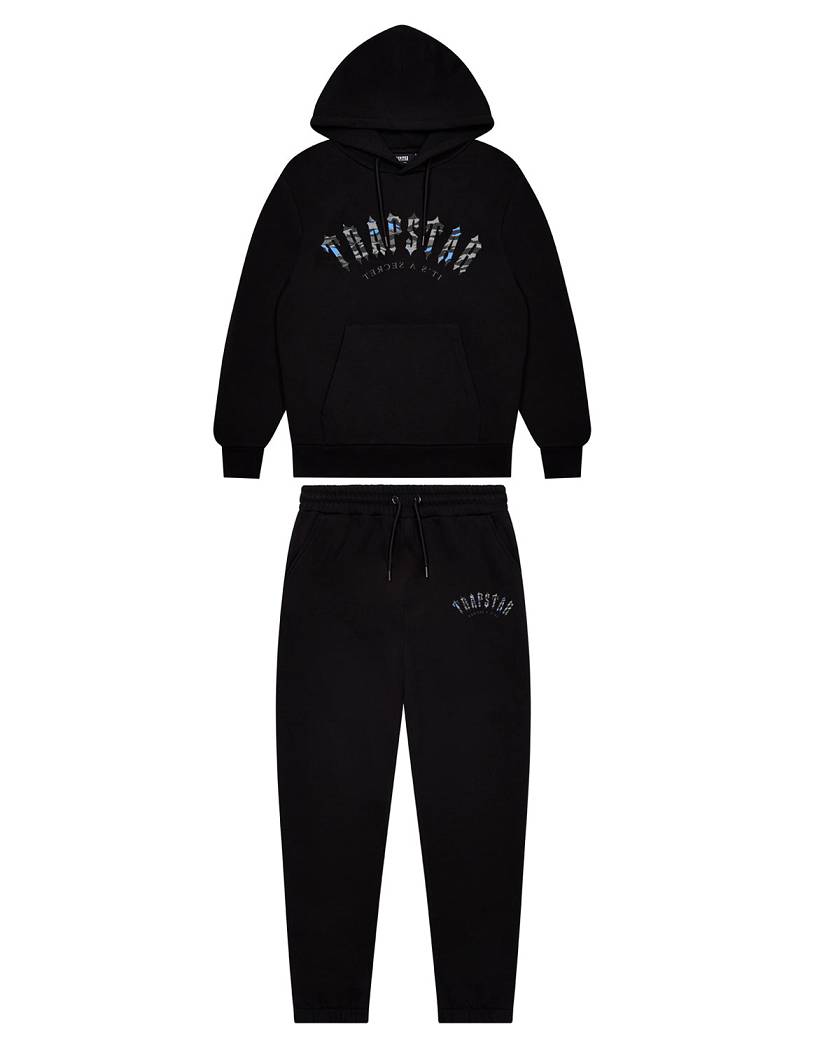 Trapstar Irongate Arch Camo Print Tracksuit Black | TS-65428