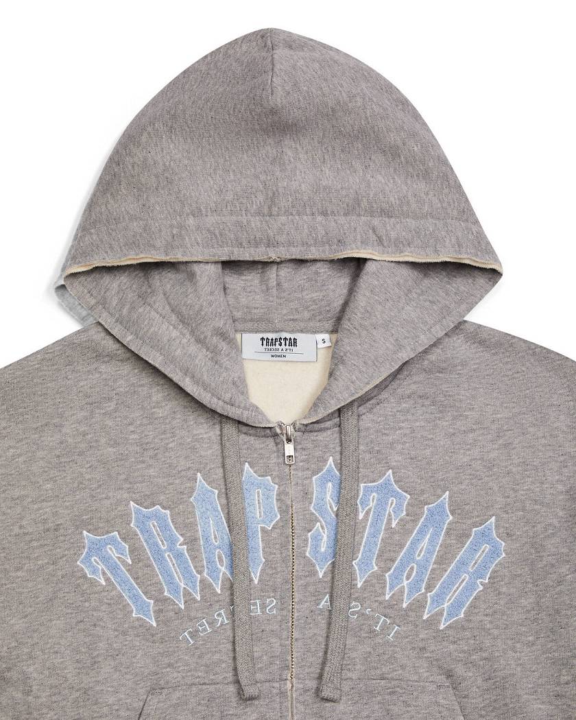 Trapstar Irongate Arch Chenille Embroidery Zip Through Track Top Grey | TS-65148