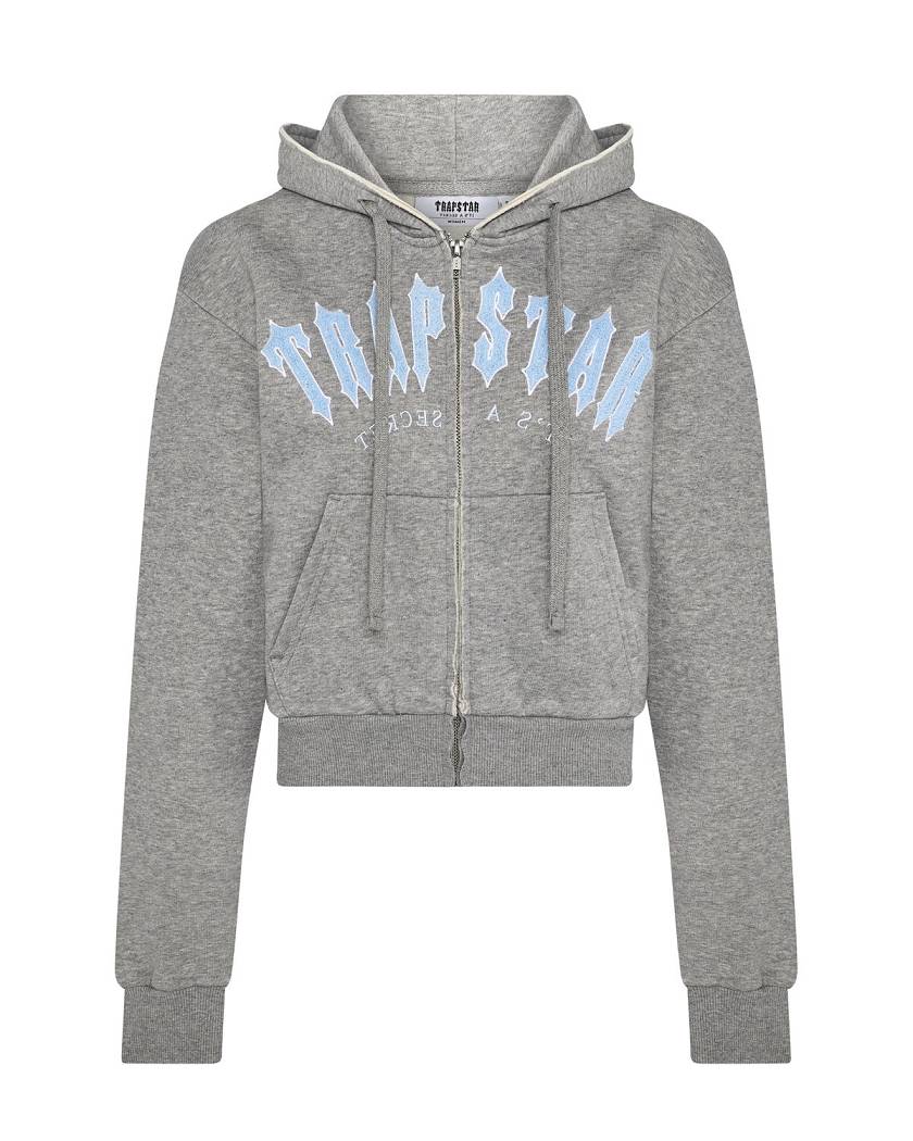 Trapstar Irongate Arch Chenille Embroidery Zip Through Track Top Grey | TS-65148