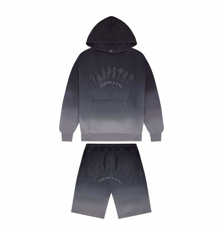 Trapstar Irongate Arch Chenille Hoodie Short Black | TS-64945