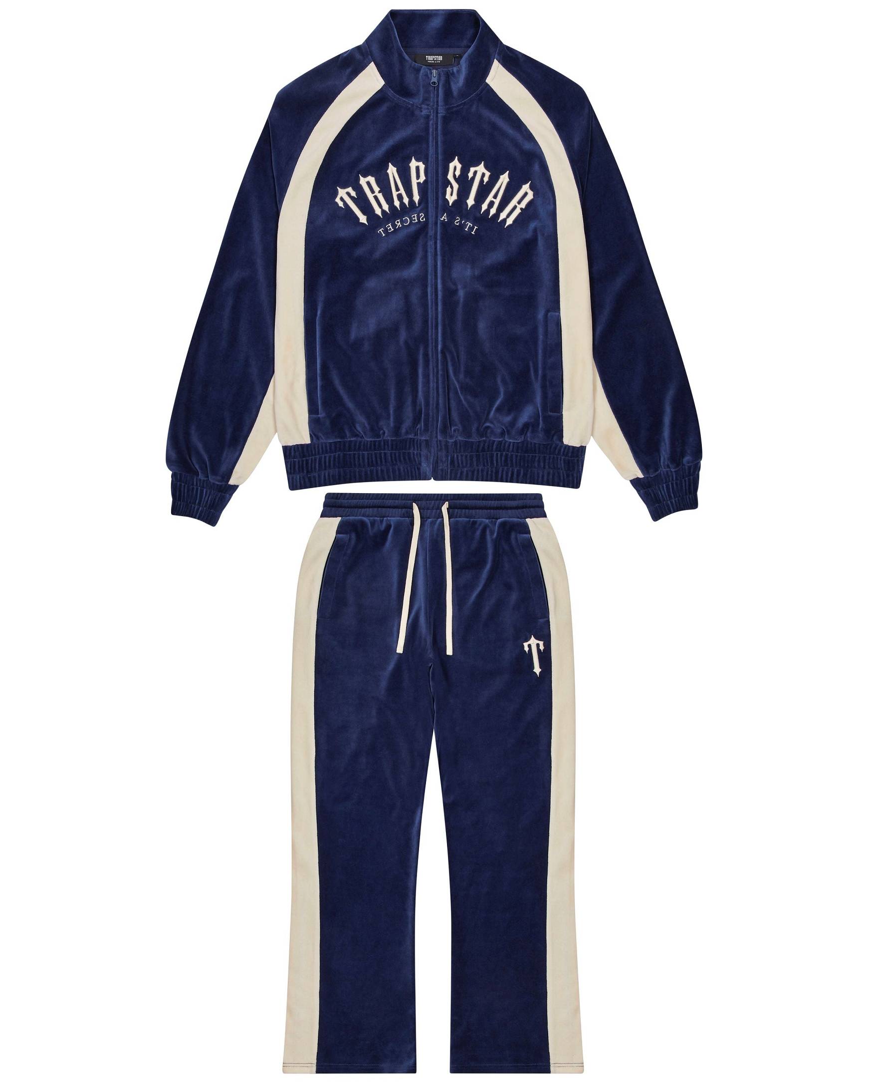 Trapstar Irongate Arch Velour Tracksuit Navy | TS-65374