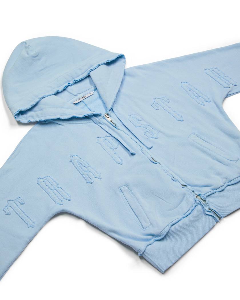 Trapstar Irongate Cropped Batwing Zip Hoodie Baby Blue | TS-65153