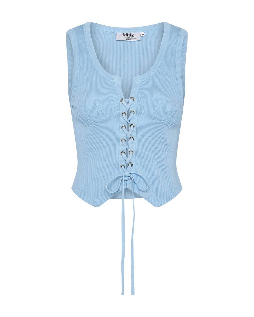 Trapstar Irongate Lace Up Vest Baby Blue | TS-65118