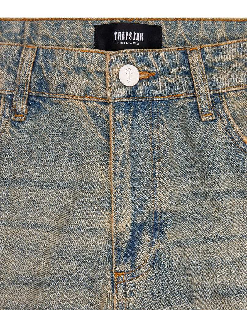 Trapstar Irongate Panel Denim Jeans Sandy Blue | TS-65316