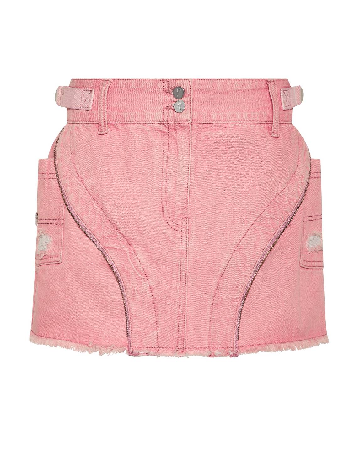 Trapstar Irongate T Denim Zip Detail Mini Skirt Pink | TS-65101