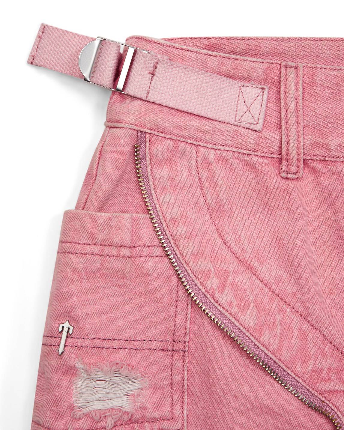 Trapstar Irongate T Denim Zip Detail Mini Skirt Pink | TS-65101