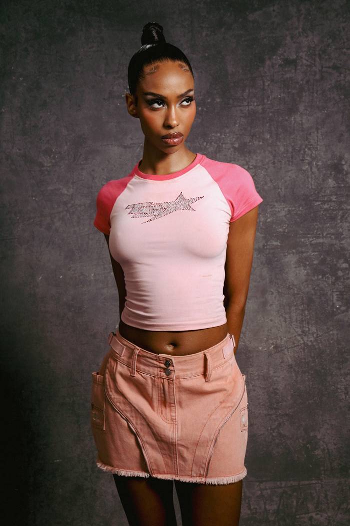 Trapstar Irongate T Denim Zip Detail Mini Skirt Pink | TS-65101