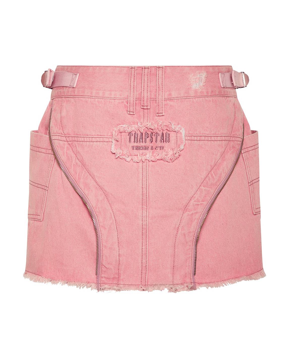 Trapstar Irongate T Denim Zip Detail Mini Skirt Pink | TS-65101