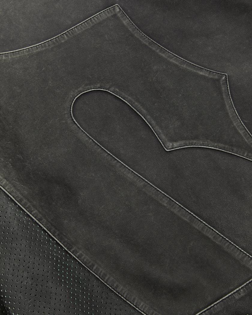 Trapstar Irongate T Panel Leather Biker Jacket Black | TS-65457