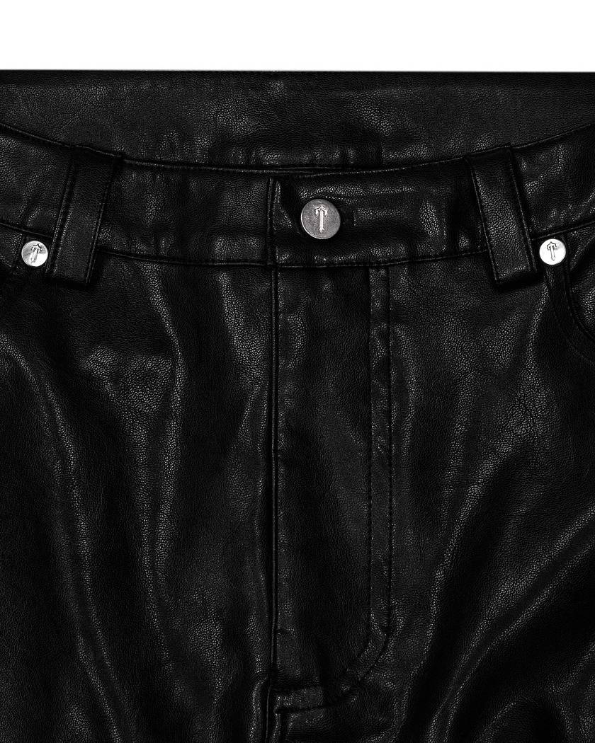 Trapstar Irongate T Stud Vegan Leather Pants Black | TS-65112