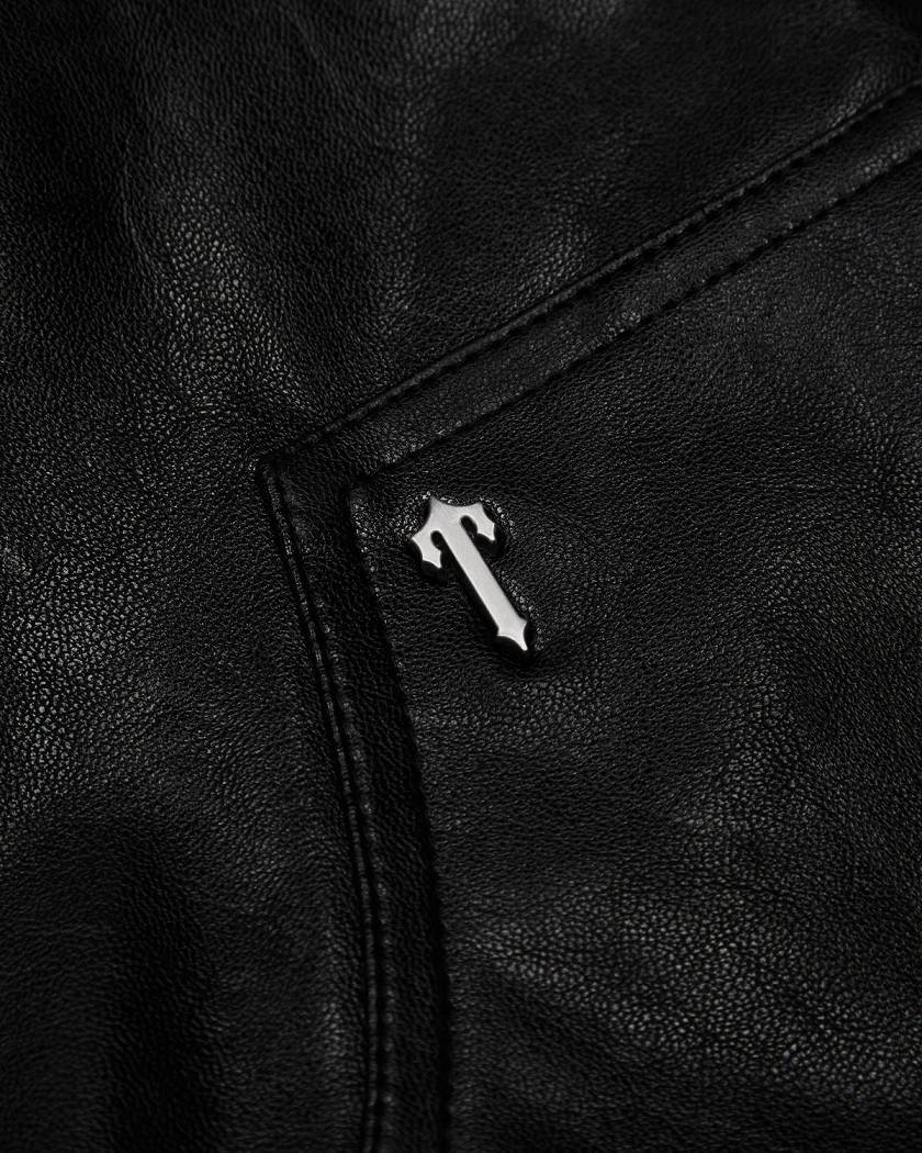 Trapstar Irongate T Stud Vegan Leather Pants Black | TS-65112