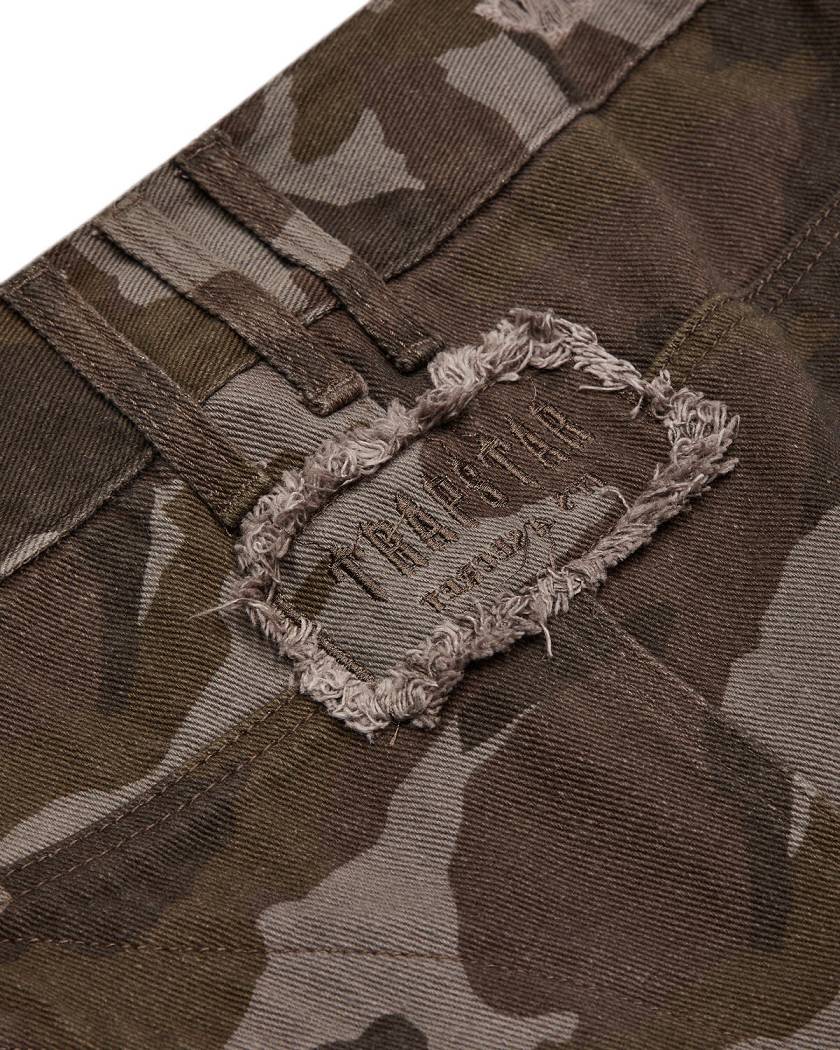 Trapstar Irongate T Womens Denim Zip Detail Mini Skirt Brown Camo | TS-65099