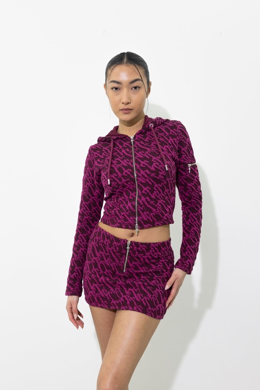 Trapstar Jacquard Fitted Zip Burgundy Pink | TS-64786