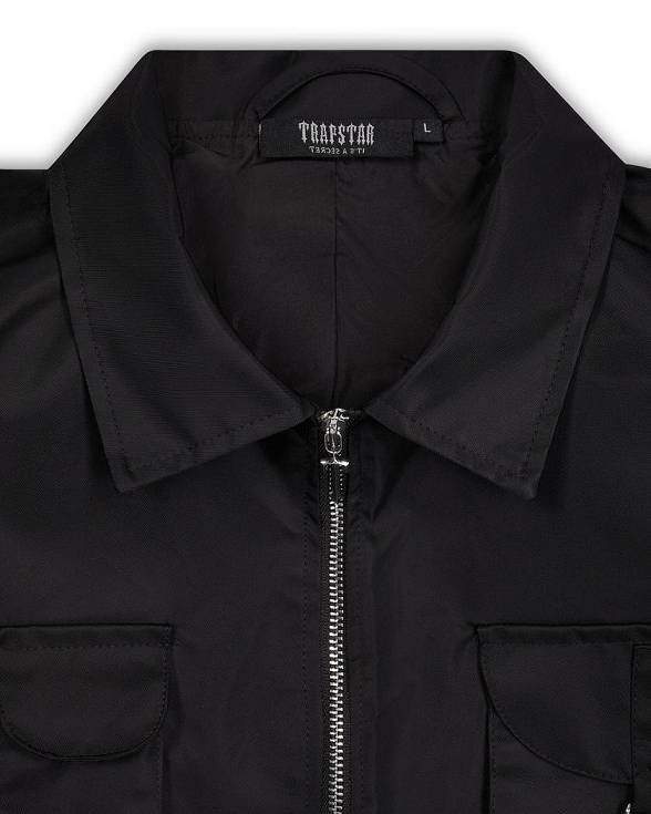 Trapstar Nylon Twill Coach Jacket Black | TS-65461