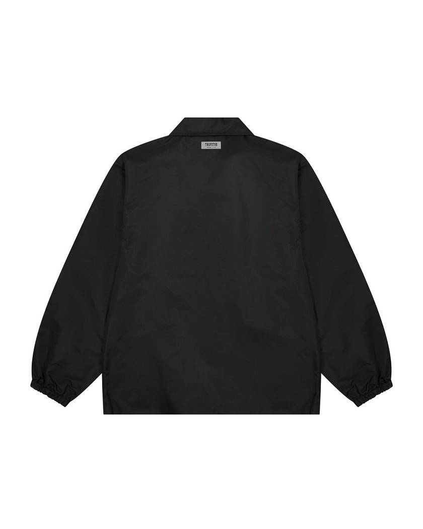Trapstar Nylon Twill Coach Jacket Black | TS-65461