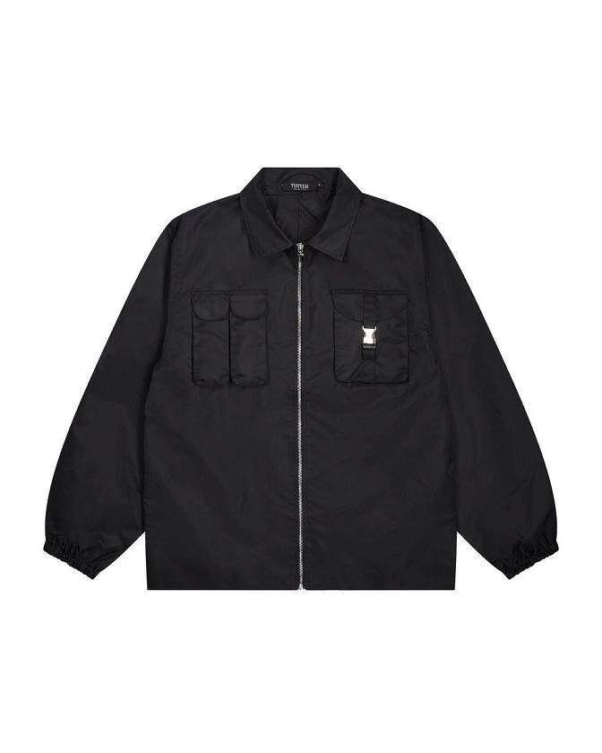 Trapstar Nylon Twill Coach Jacket Black | TS-65461