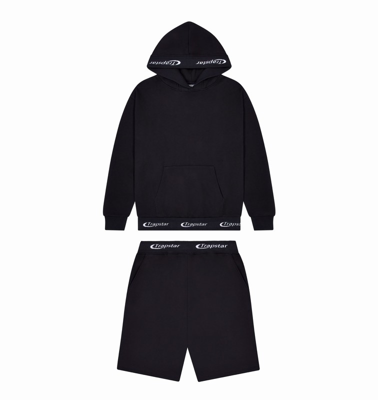 Trapstar *PRE ORDER* Hyperdrive Rib Hoodie Shorts Black | TS-64930