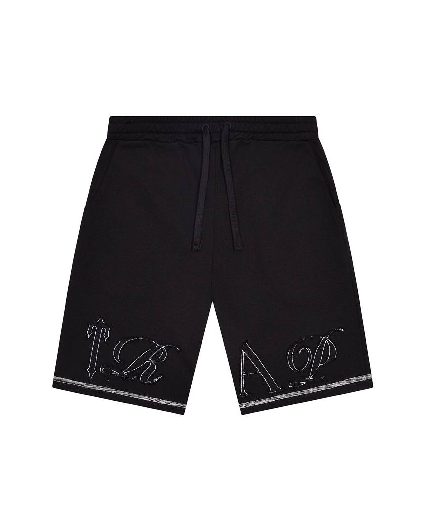 Trapstar Patchwork Script Shorts- Black Black | TS-65295