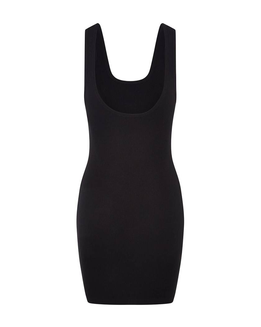 Trapstar Script Denim Applique Tank Dress Black | TS-65105