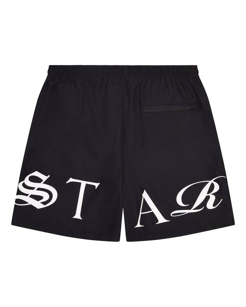 Trapstar Script Shell Shorts Black/White | TS-65299