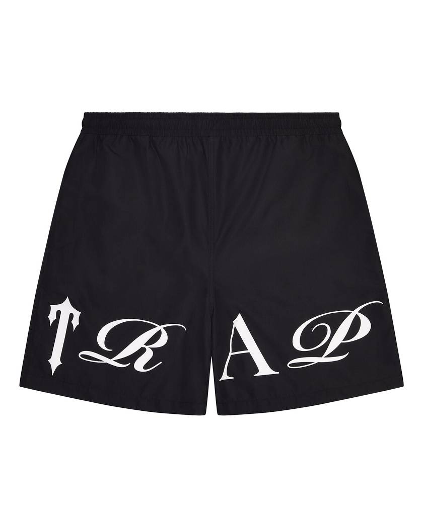 Trapstar Script Shell Shorts Black/White | TS-65299