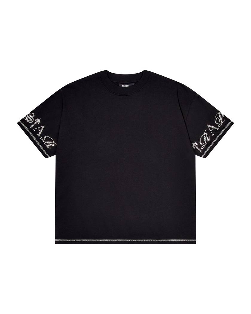 Trapstar Script Tee 2.0 Black/ Diamanté | TS-65247