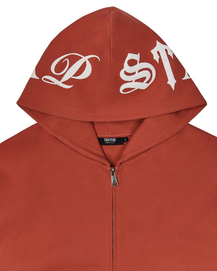 Trapstar Script Waffle Hoodie Burnt Orange | TS-65344