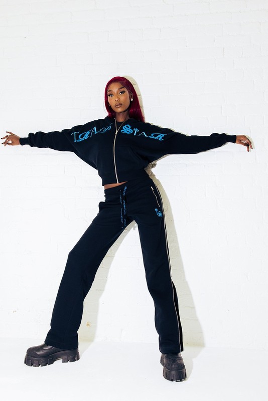 Trapstar Script Zip Leg Black / Turquoise | TS-64779