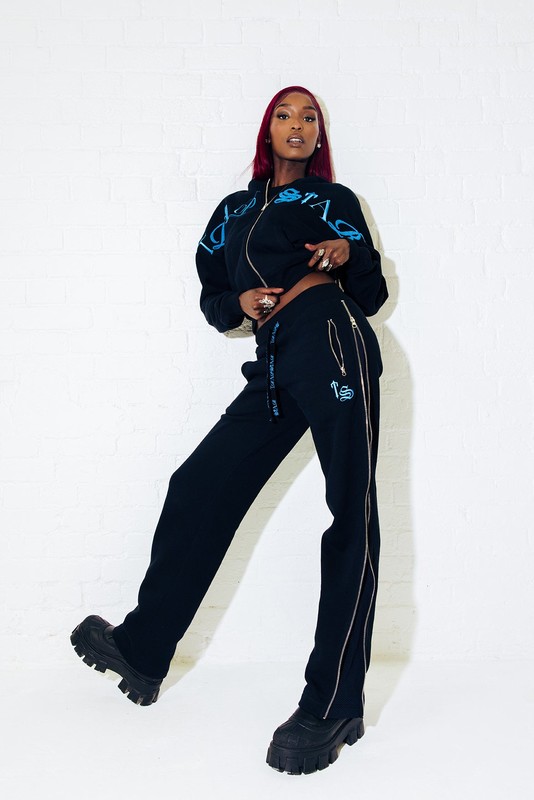 Trapstar Script Zip Leg Black / Turquoise | TS-64779