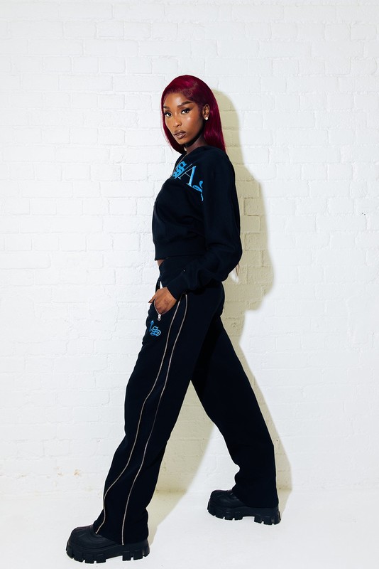 Trapstar Script Zip Leg Black / Turquoise | TS-64779