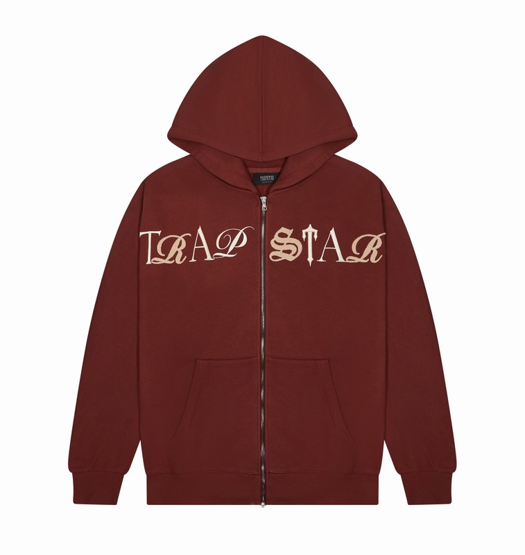 Trapstar Script Zip Through Burgundy | TS-64879