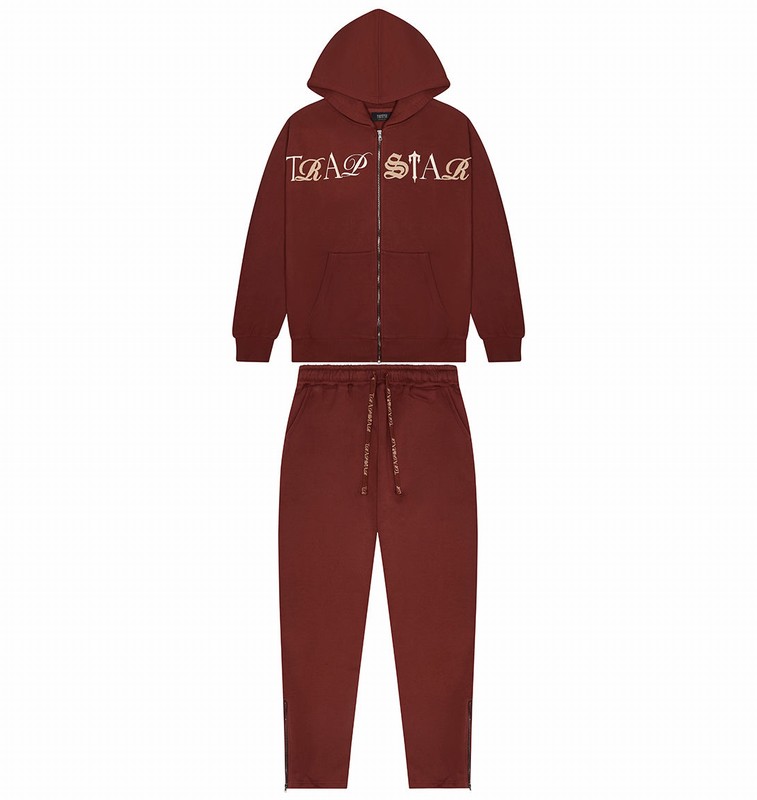 Trapstar Script Zip Through Burgundy | TS-64879