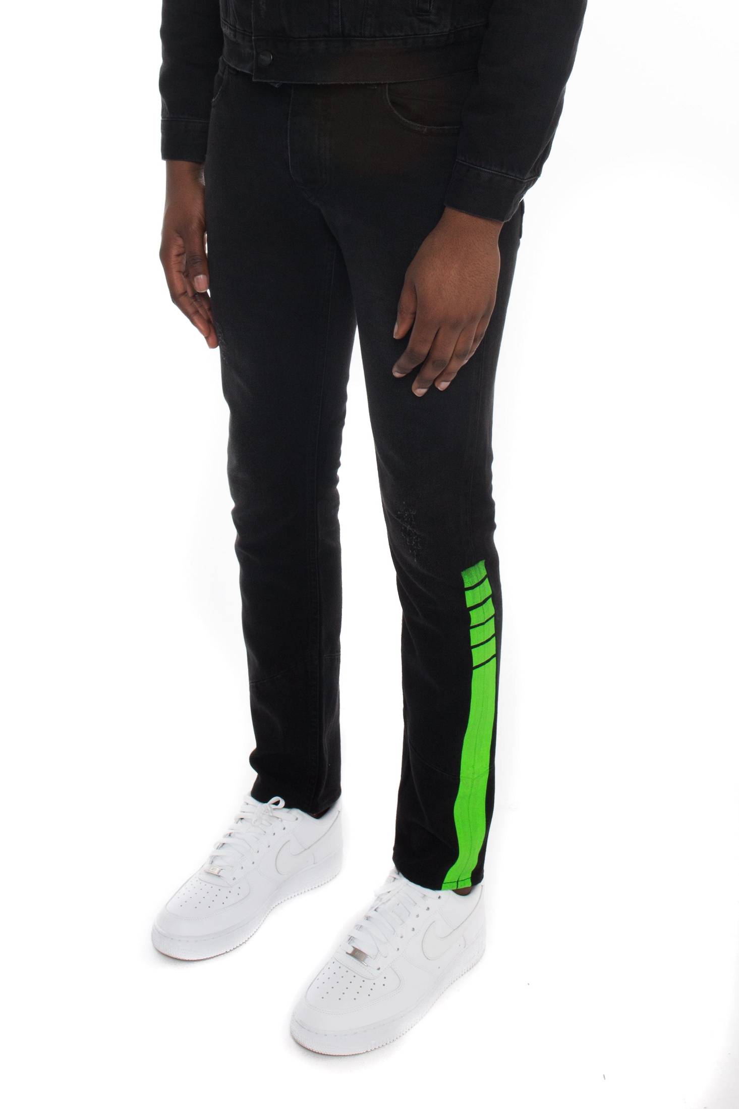 Trapstar Stripe Denim Jeans Neon Green | TS-65320