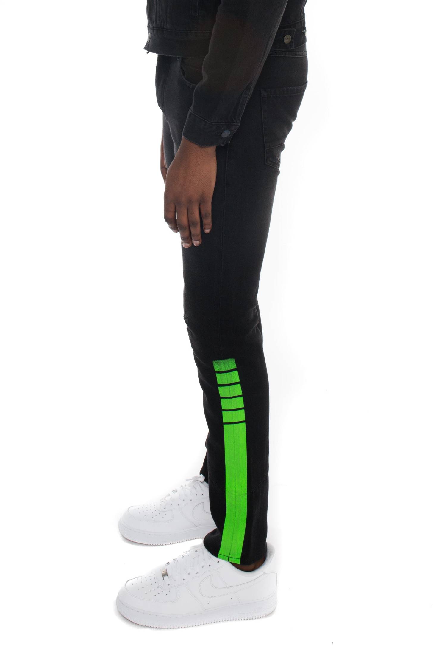 Trapstar Stripe Denim Jeans Neon Green | TS-65320