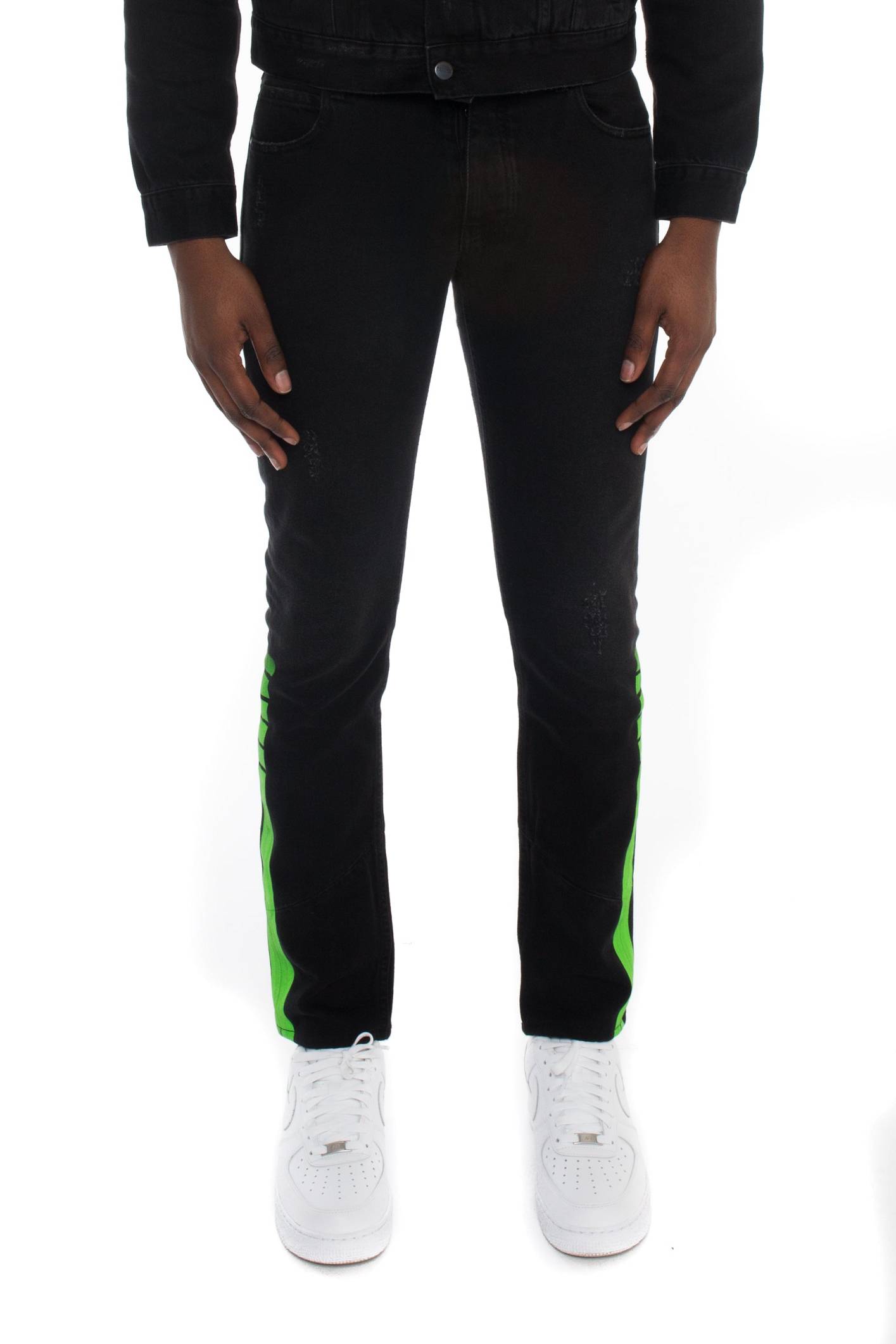 Trapstar Stripe Denim Jeans Neon Green | TS-65320