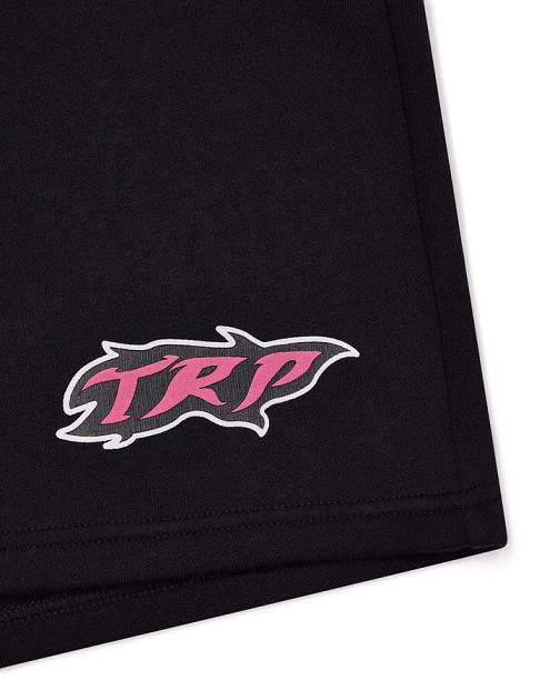 Trapstar TRP Flame Shorts Black/Pink | TS-65296