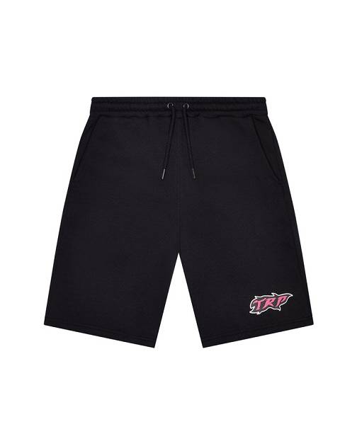 Trapstar TRP Flame Shorts Black/Pink | TS-65296