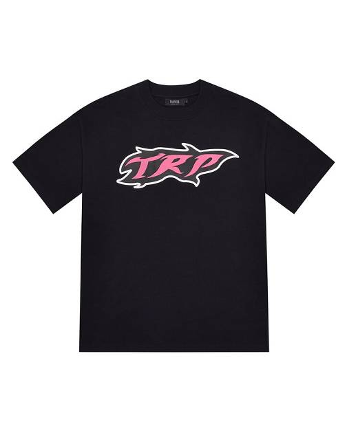 Trapstar TRP Flame T-Shirt Black/Pink | TS-65283