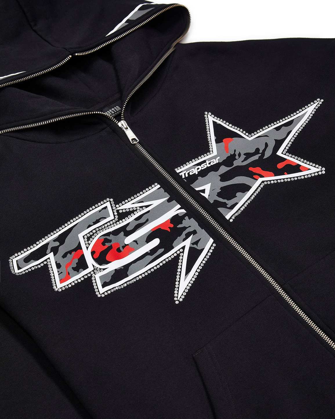 Trapstar TS Star Camo Hoodie Black | TS-65393